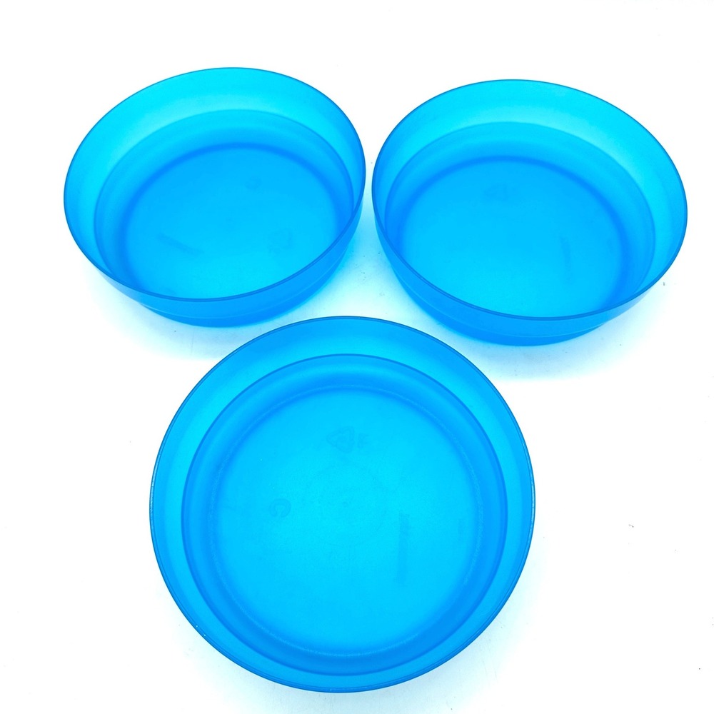 Tupperware Set of 3 Cereal Bowls 2415B-4 Blue Translucent Stackable Plastic